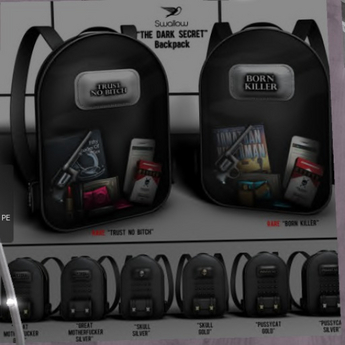 Second Life Marketplace - ^^Swallow^^Backpack-Dark Secret-Skull-Gold